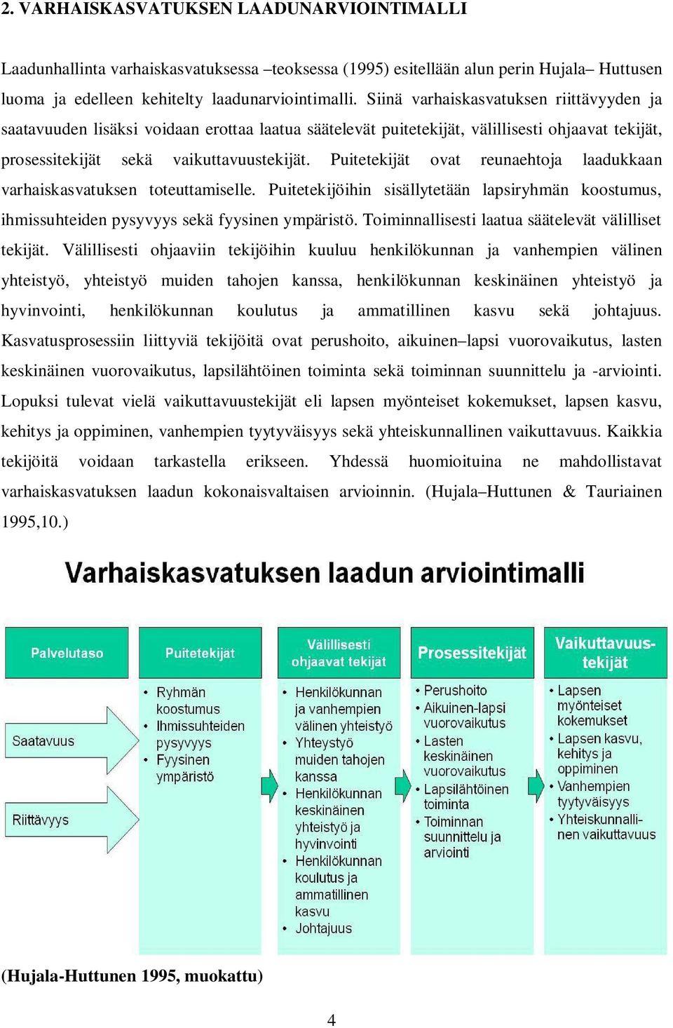 Puitetekijät ovat reunaehtoja laadukkaan varhaiskasvatuksen toteuttamiselle. Puitetekijöihin sisällytetään lapsiryhmän koostumus, ihmissuhteiden pysyvyys sekä fyysinen ympäristö.