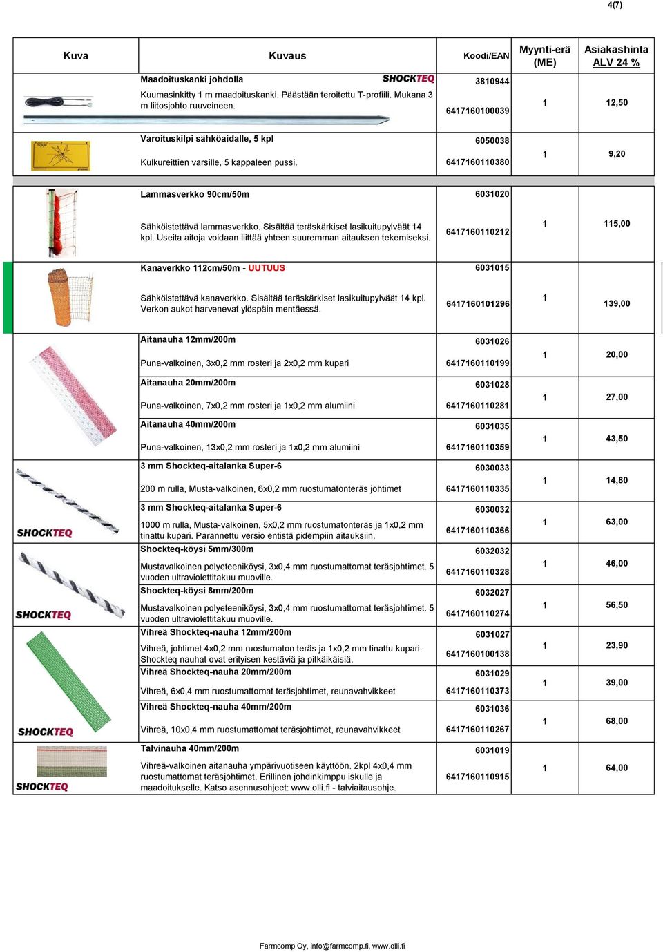 Sisältää teräskärkiset lasikuitupylväät 4 kpl. Useita aitoja voidaan liittää yhteen suuremman aitauksen tekemiseksi. 64760022 5,00 Kanaverkko 2cm/50m - UUTUUS 60305 Sähköistettävä kanaverkko.