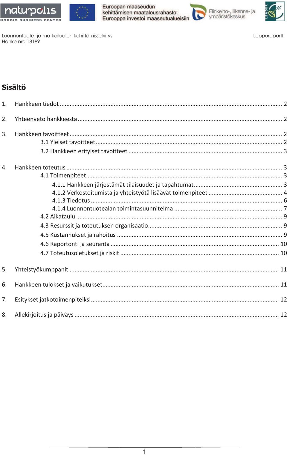 .. 7 4.2 Aikataulu... 9 4.3 Resurssit ja toteutuksen organisaatio... 9 4.5 Kustannukset ja rahoitus... 9 4.6 Raportonti ja seuranta... 10 4.7 Toteutusoletukset ja riskit... 10 5.