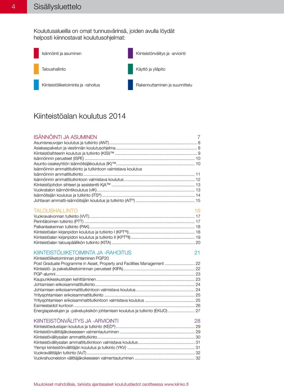 .. 8 Asiakaspalvelun ja viestinnän koulutusohjelma... 8 Kiinteistösihteerin koulutus ja tutkinto (KISI)... 9 Isännöinnin perusteet (ISPE)... 10 Asunto-osakeyhtiön isännöitsijäkoulutus (IK).