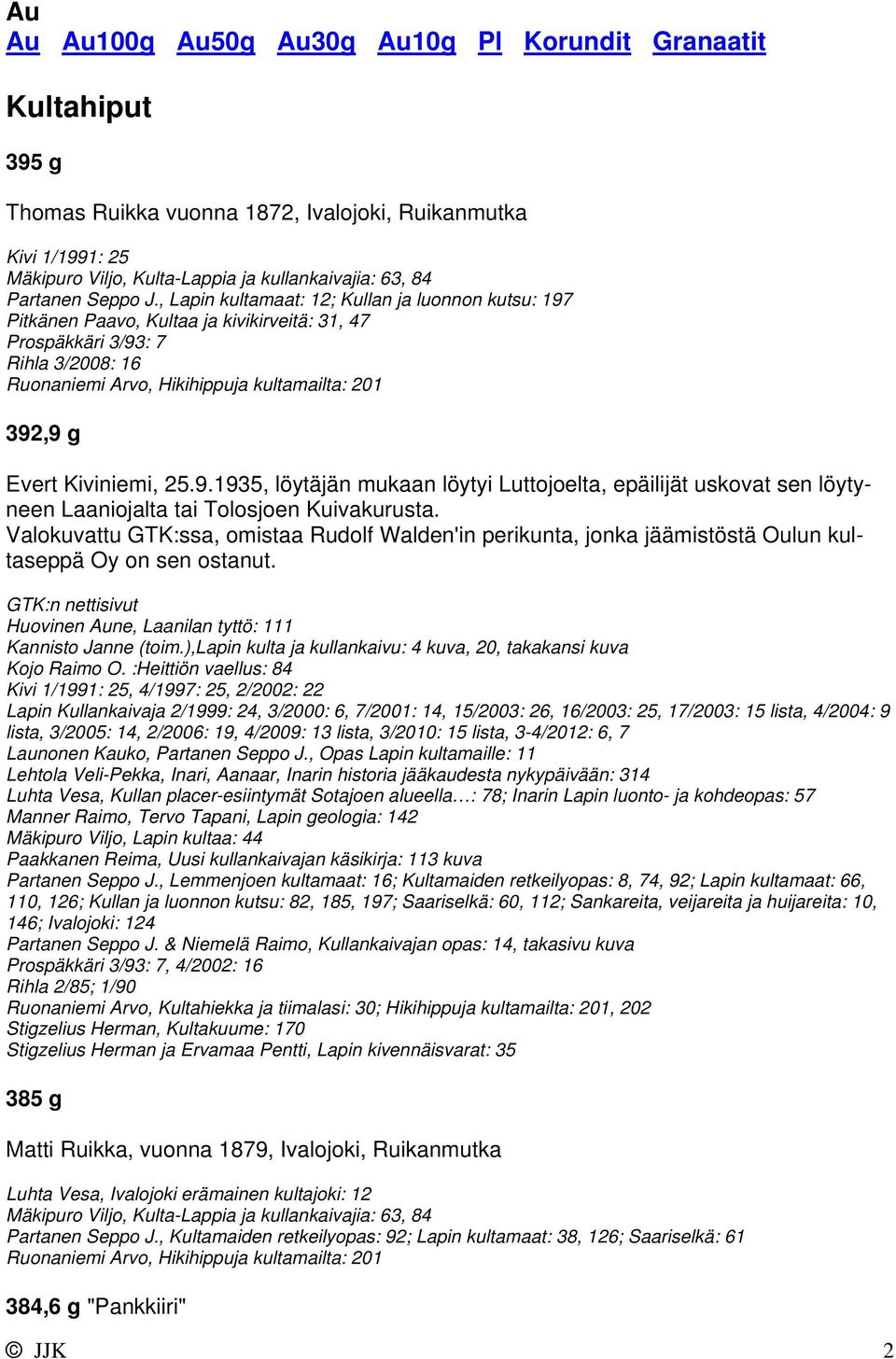 Valokuvattu GTK:ssa, omistaa Rudolf Walden'in perikunta, jonka jäämistöstä Oulun kultaseppä Oy on sen ostanut. Huovinen Aune, Laanilan tyttö: 111 Kannisto Janne (toim.