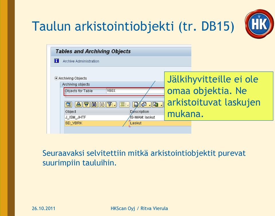 Ne arkistoituvat laskujen mukana.