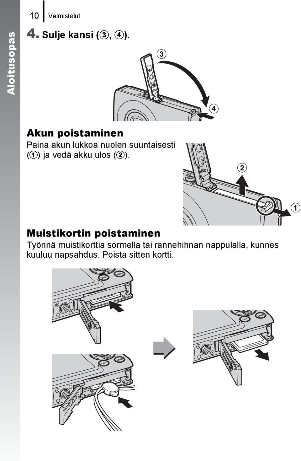 vedä akku ulos (b).