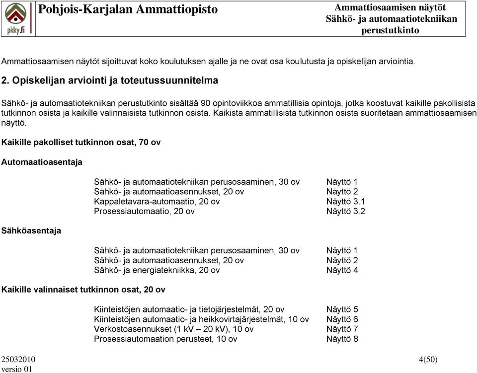 Kaikista ammatillisista tutkinnon osista suoritetaan ammattiosaamisen näyttö.