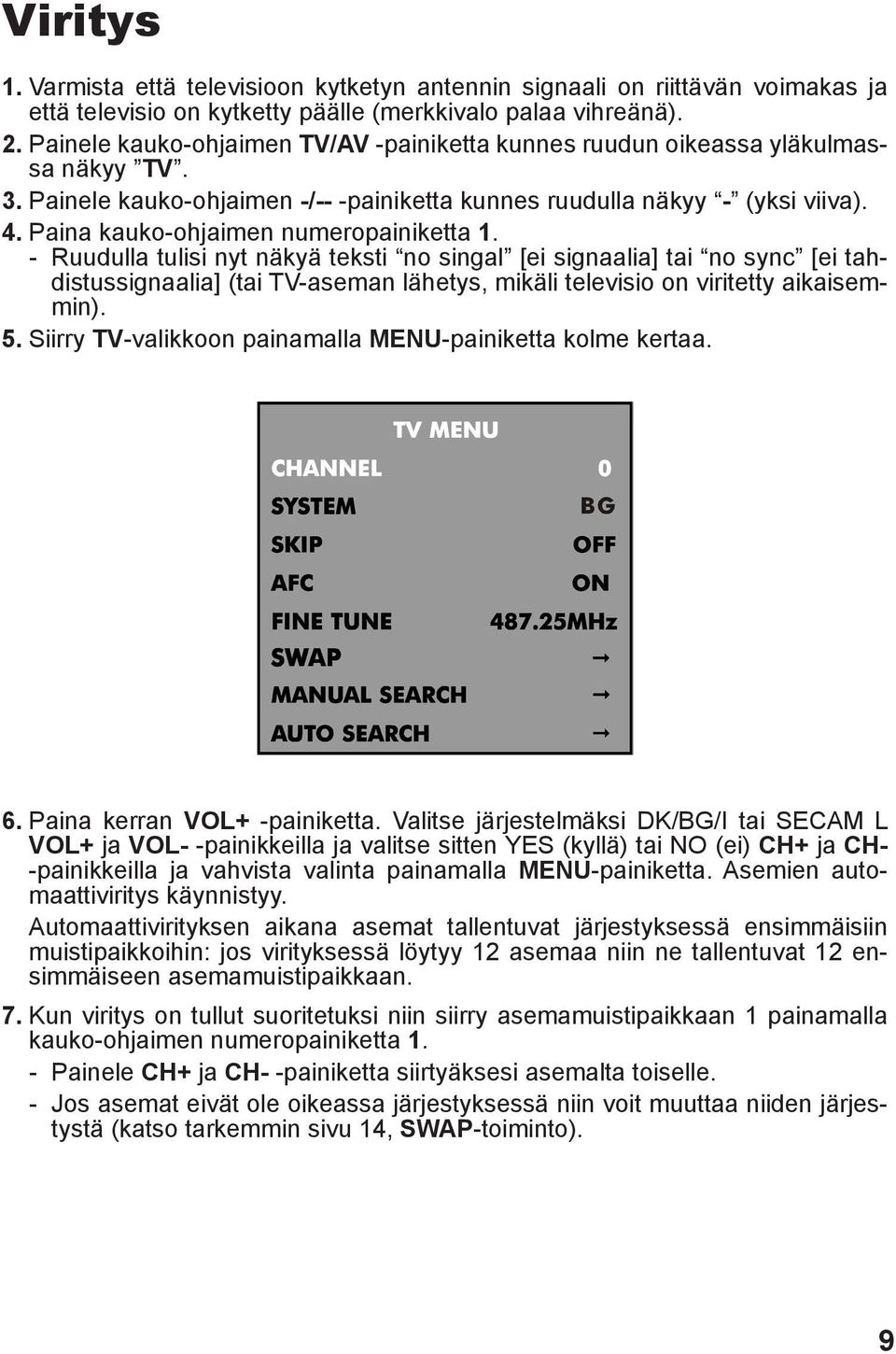 Paina kauko-ohjaimen numeropainiketta 1.