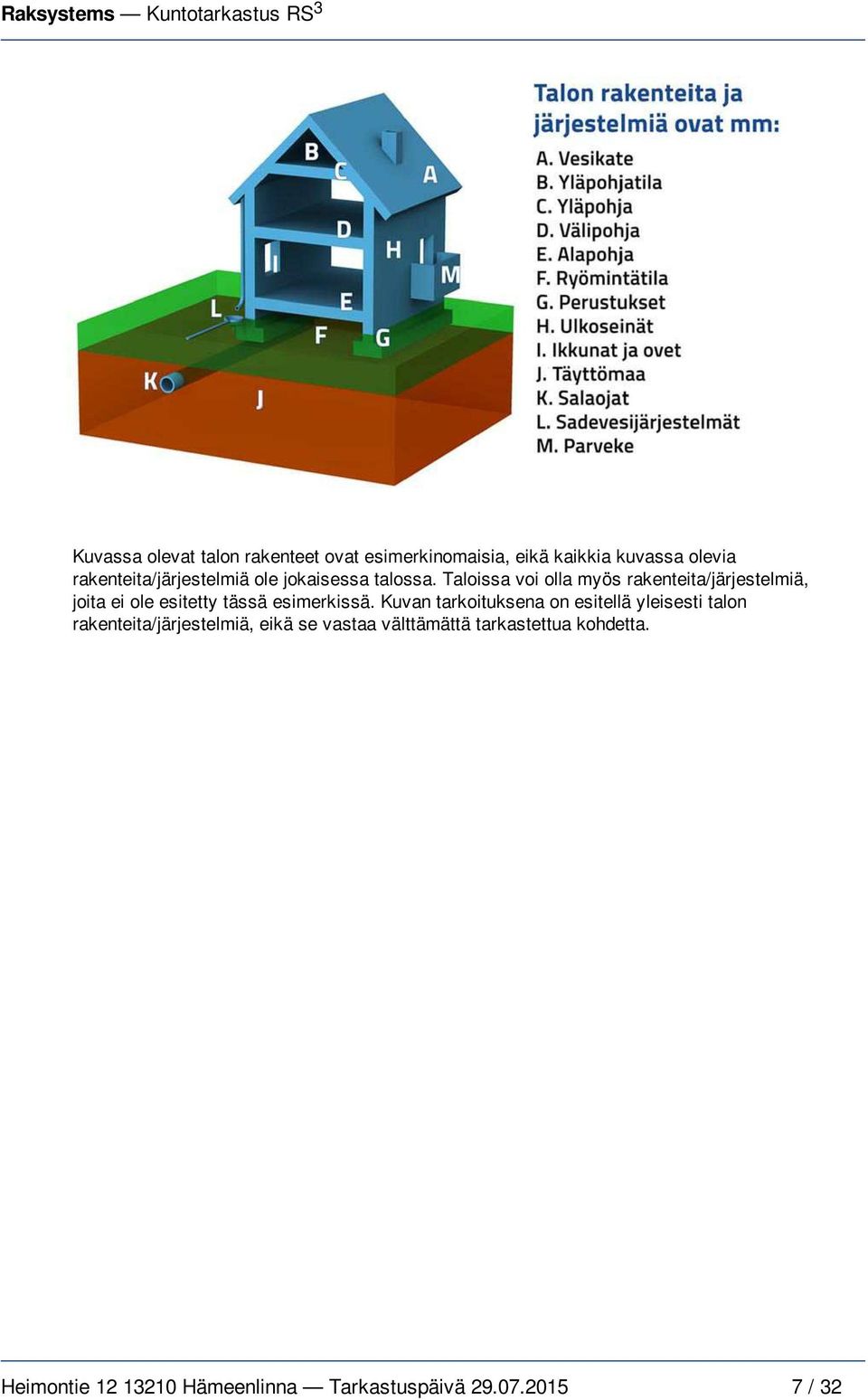 Taloissa voi olla myös rakenteita/järjestelmiä, joita ei ole esitetty tässä