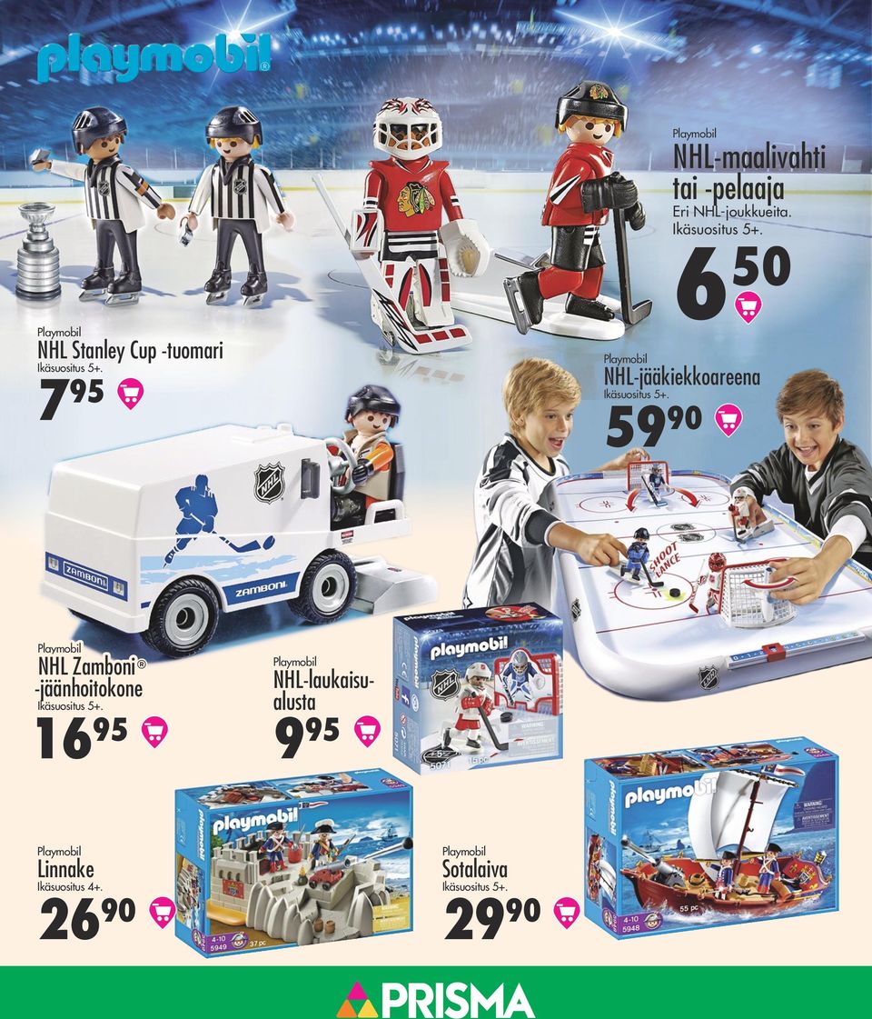 6 50 Playmobil NHL-jääkiekkoareena Ikäsuositus 5+.