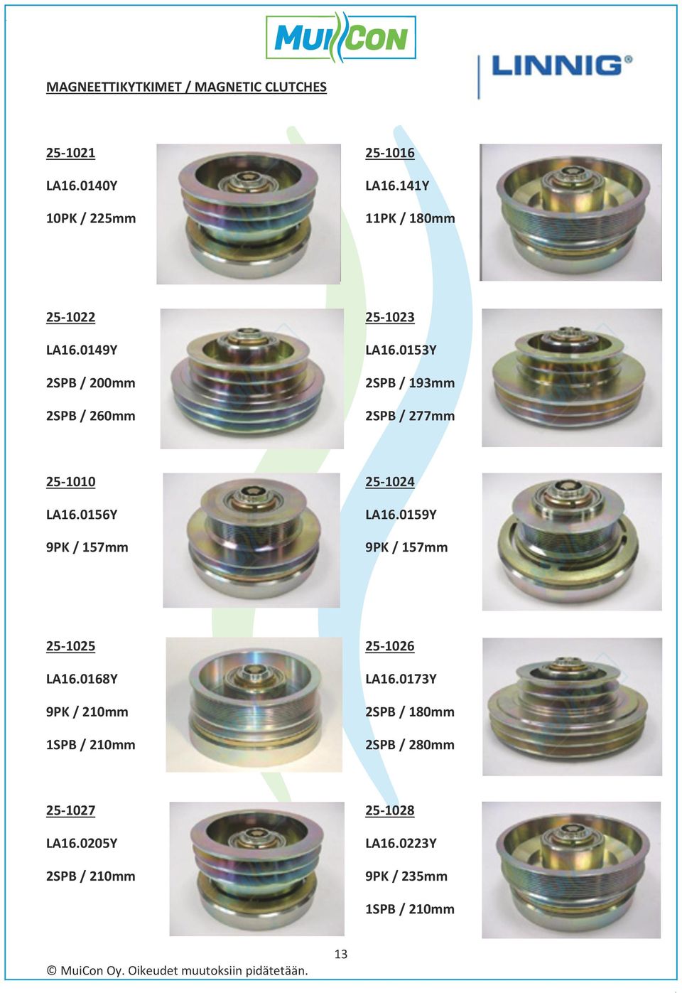 0153Y 2SPB / 200mm 2SPB / 193mm 2SPB / 260mm 2SPB / 277mm 25-1010 25-1024 LA16.0156Y LA16.