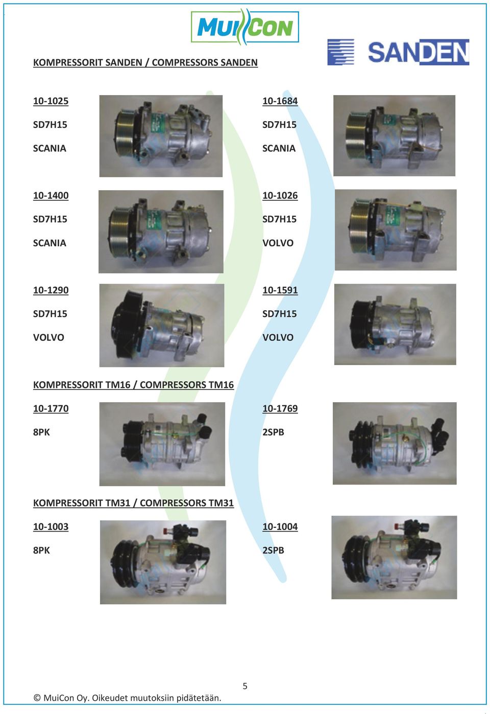 SD7H15 VOLVO SD7H15 VOLVO KOMPRESSORIT TM16 / COMPRESSORS TM16 10-1770