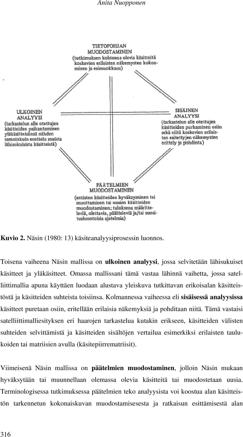 Kolmannessa vaiheessa eli sisäisessä analyysissa käsitteet puretaan osiin, eritellään erilaisia näkemyksiä ja pohditaan niitä.