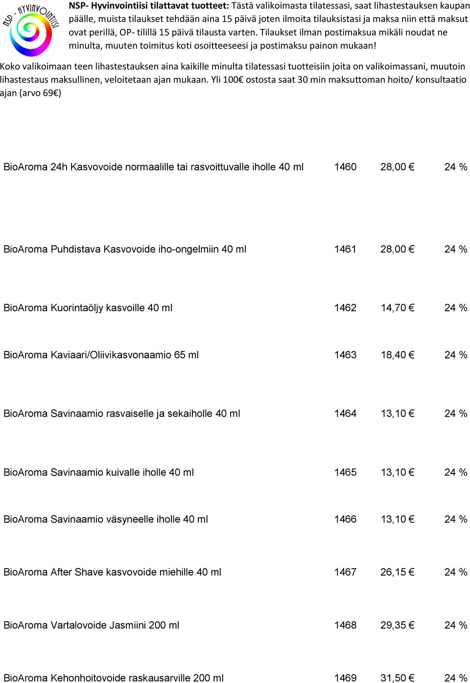 sekaiholle 40 ml 1464 13,10 24 % BioAroma Savinaamio kuivalle iholle 40 ml 1465 13,10 24 % BioAroma Savinaamio väsyneelle iholle 40 ml 1466 13,10 24 %