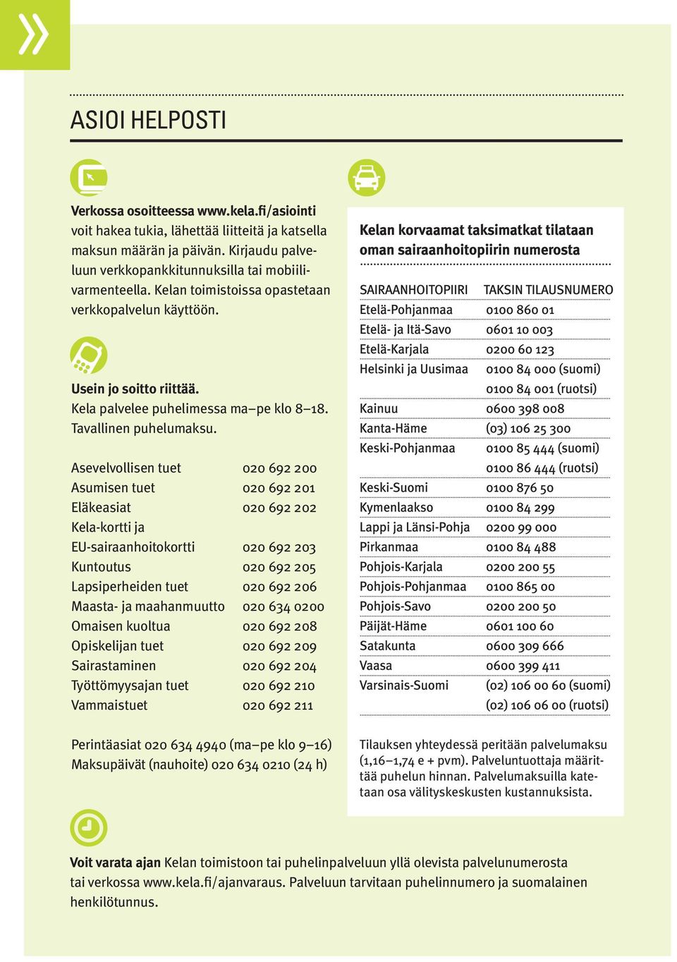 Asevelvollisen tuet 020 692 200 Asumisen tuet 020 692 201 Eläkeasiat 020 692 202 Kela-kortti ja EU-sairaanhoitokortti 020 692 203 Kuntoutus 020 692 205 Lapsiperheiden tuet 020 692 206 Maasta- ja