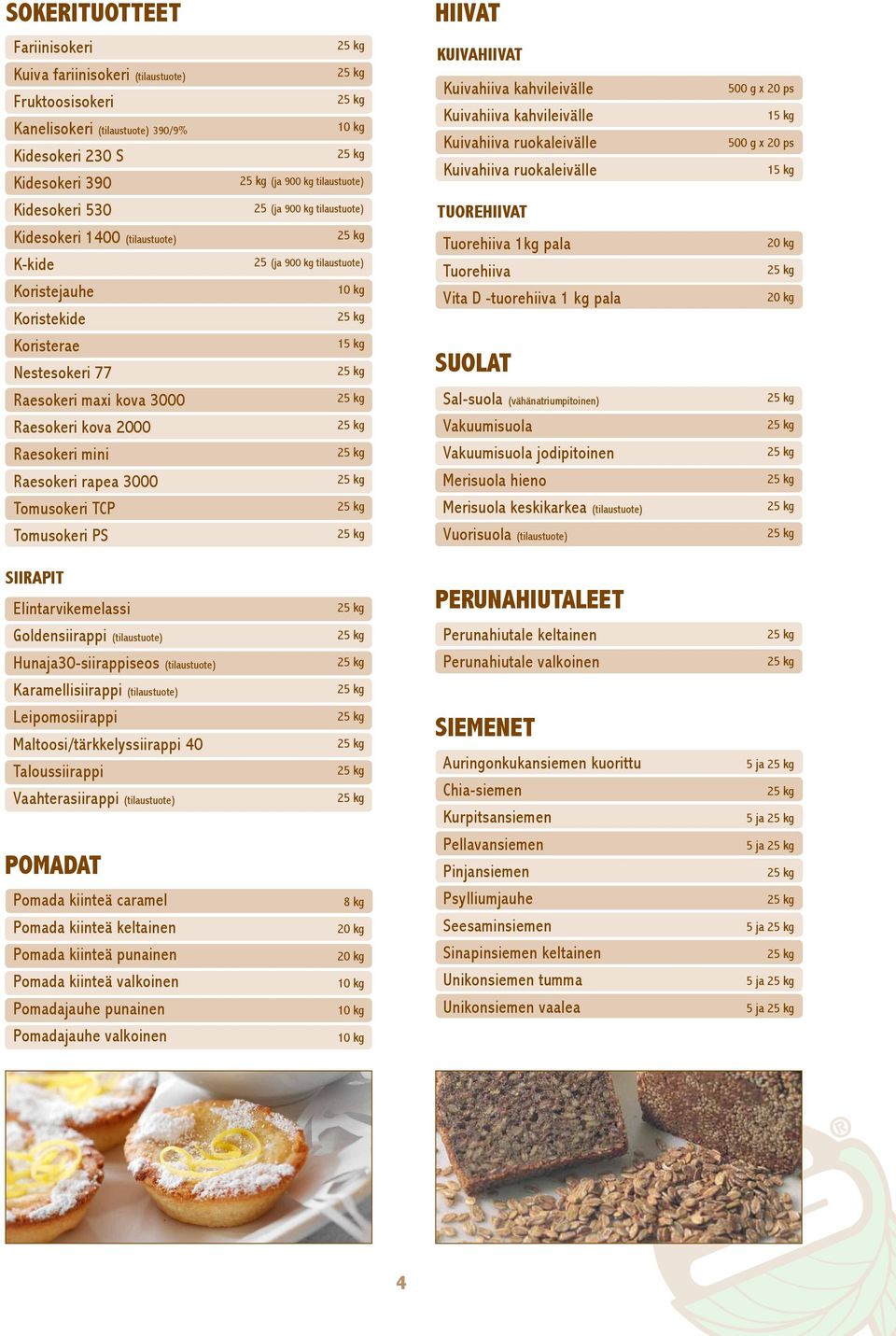(tilaustuote) K-kide Koristejauhe Koristekide 25 (ja 900 kg tilaustuote) Tuorehiiva 1kg pala Tuorehiiva Vita D -tuorehiiva pala Koristerae Nestesokeri 77 1 SUOLAT Raesokeri maxi kova 3000 Sal-suola
