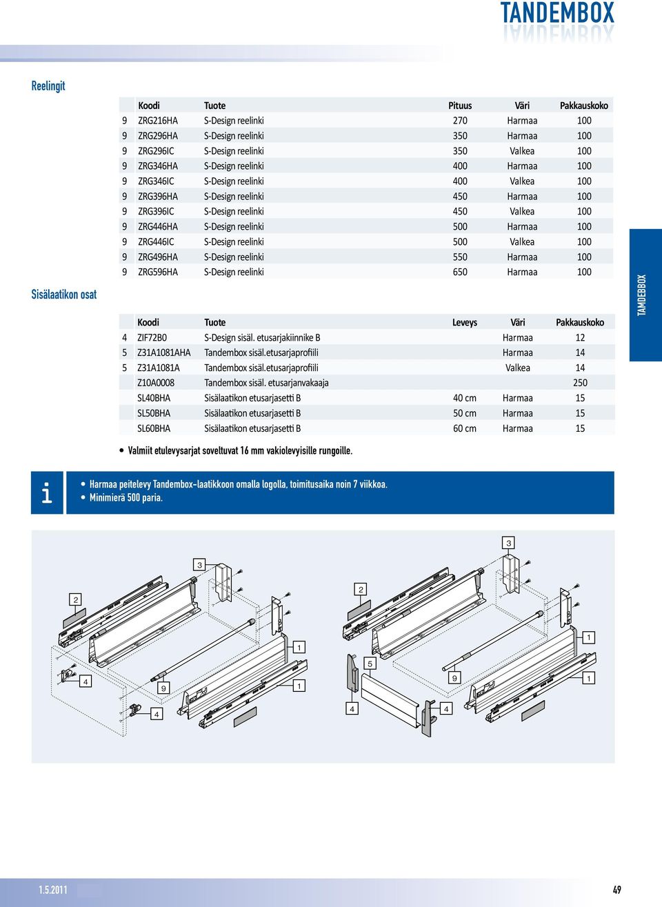 500 Harmaa 00 9 ZRG446IC S-Design reelinki 500 Valkea 00 9 ZRG496HA S-Design reelinki 550 Harmaa 00 9 ZRG596HA S-Design reelinki 650 Harmaa 00 Koodi Tuote Leveys Väri Pakkauskoko 4 ZIF72B0 S-Design