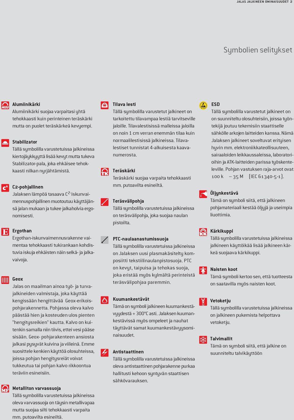 C2-pohjallinen Jalaksen lämpöä tasaava C 2- iskunvaimennuspohjallinen muotoutuu käyttäjänsä jalan mukaan ja tukee jalkaholvia ergonomisesti.