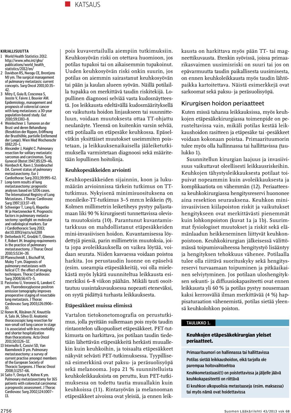 Epidemiology, management and prognosis of colorectal cancer with lung metastases: a 30-year population-based study. Gut 2010;59:1383 8. 4 Weinlechner J.