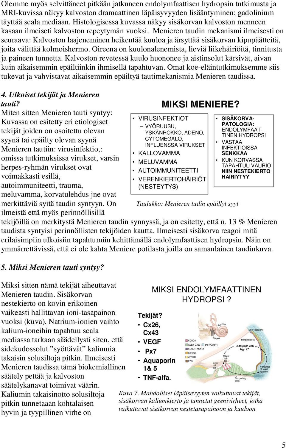 Muita mahdollisuuksia ovat ionikanavamuutokset esimerkiksi Aquaporin 1 ja 2 -kanavissa, ATP -kanavien muutokset esim.