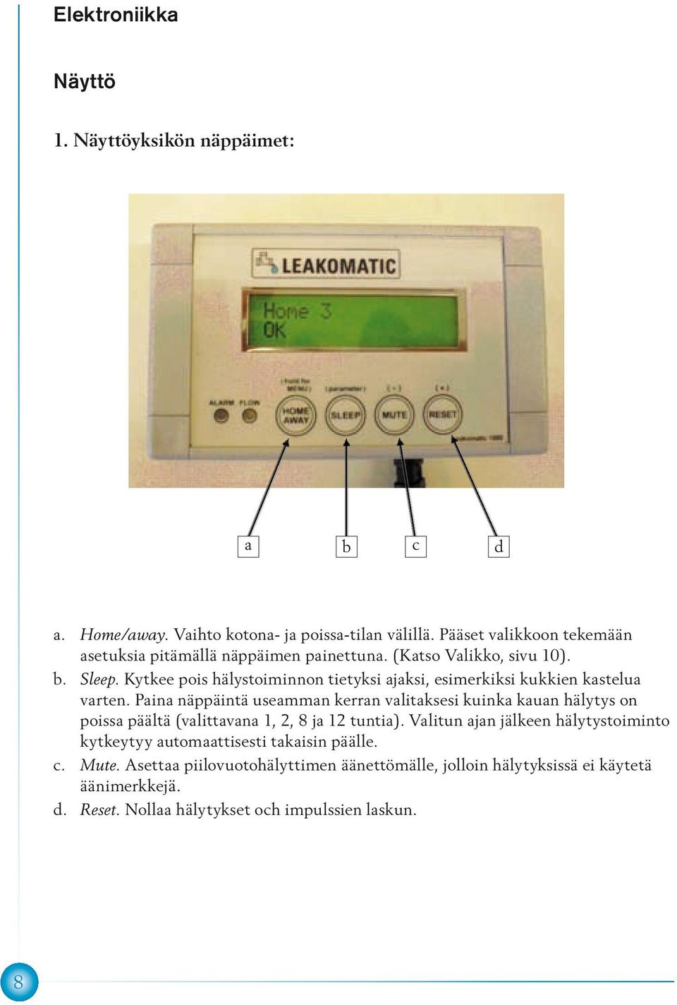 Kytkee pois hälystoiminnon tietyksi ajaksi, esimerkiksi kukkien kastelua varten.