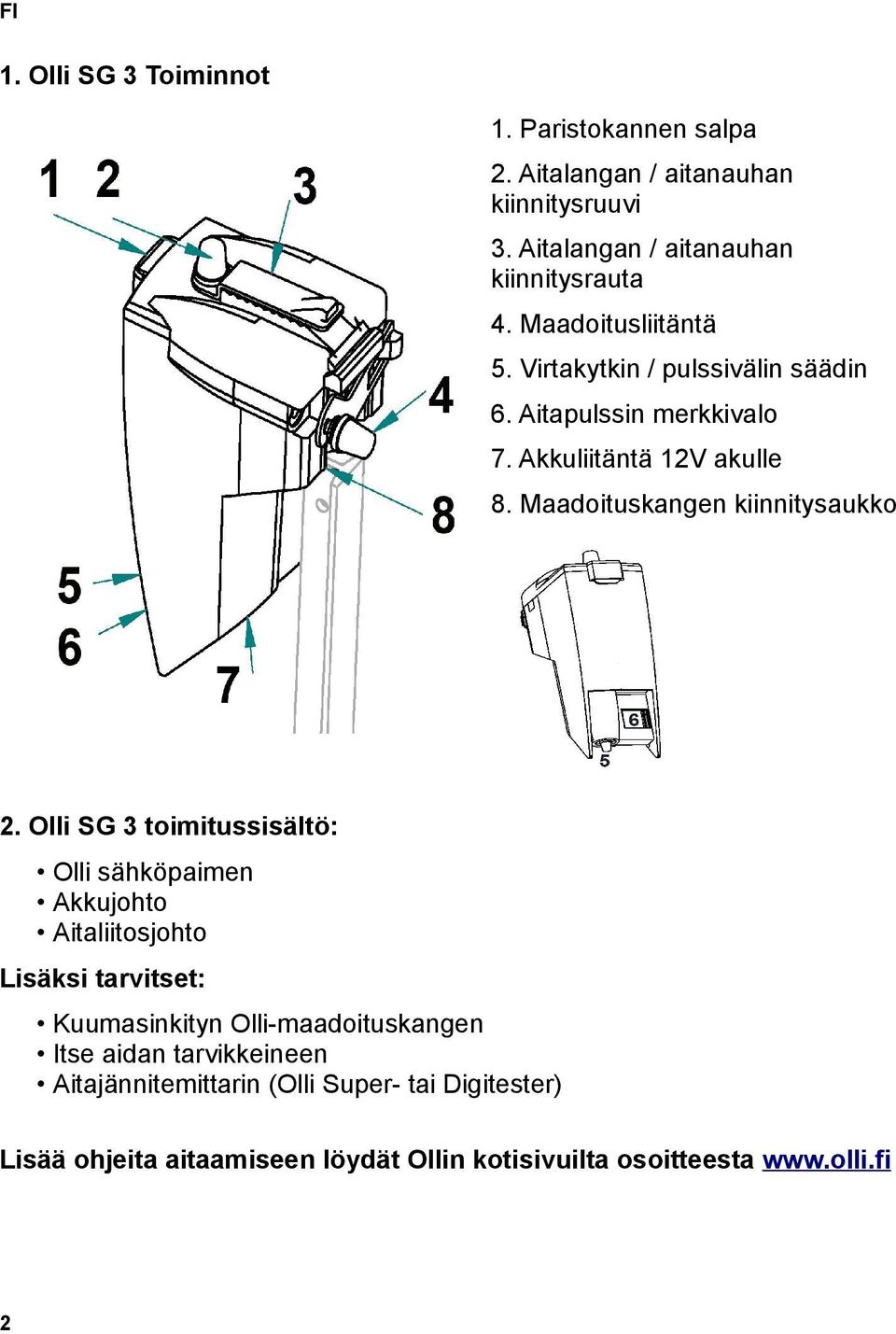 Maadoituskangen kiinnitysaukko 2.