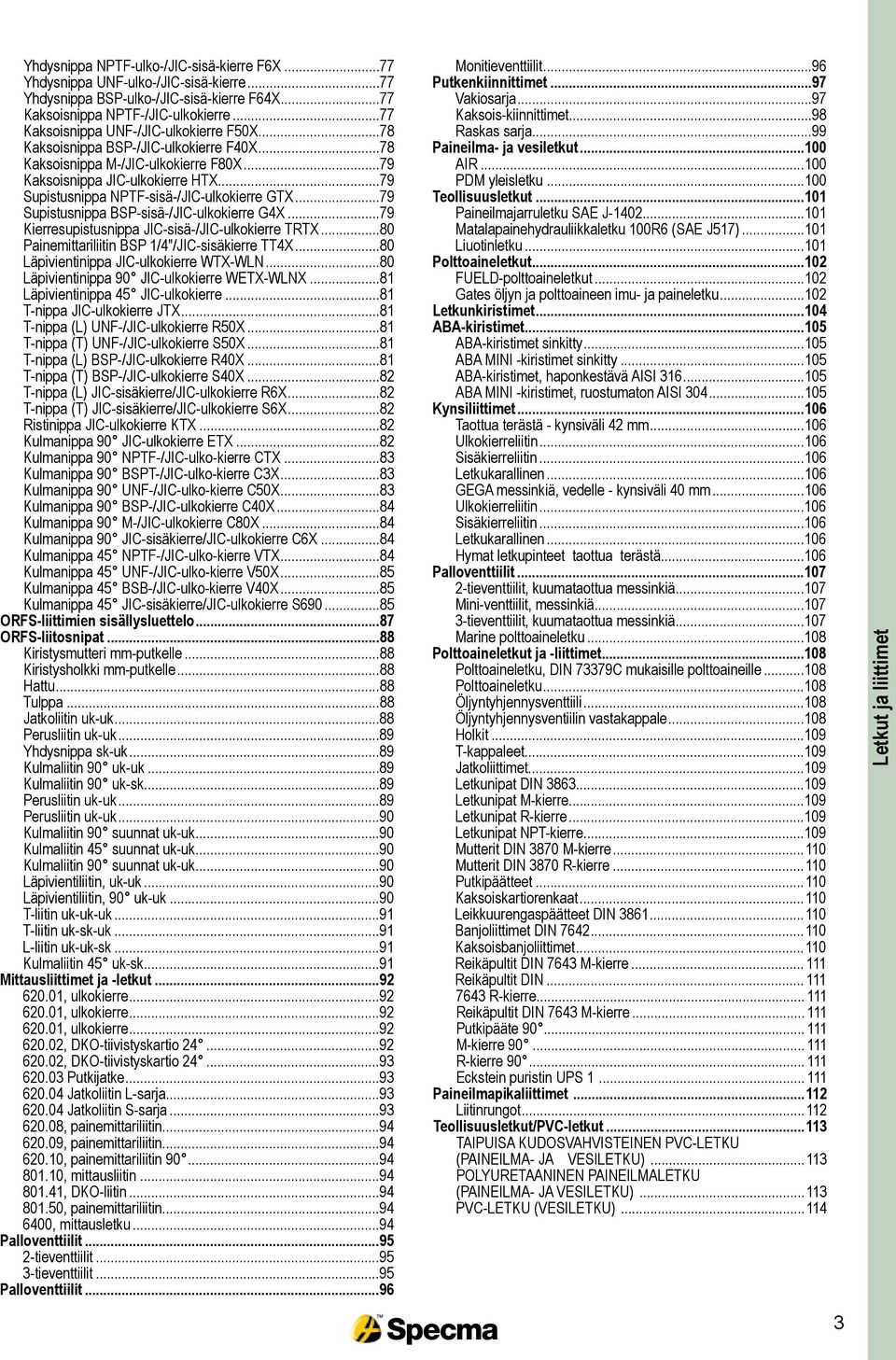 ..79 Supistusnippa NPTF-sisä-/JIC-ulkokierre GTX...79 Supistusnippa BSP-sisä-/JIC-ulkokierre G4X...79 Kierresupistusnippa JIC-sisä-/JIC-ulkokierre TRTX.