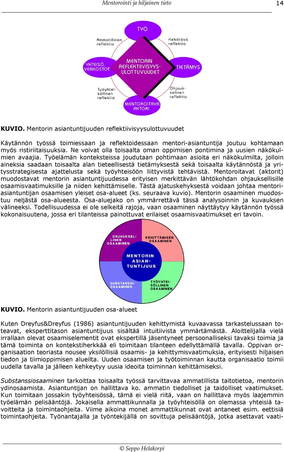 Työelämän konteksteissa joudutaan pohtimaan asioita eri näkökulmilta, jolloin aineksia saadaan toisaalta alan tieteellisestä tietämyksestä sekä toisaalta käytännöstä ja yritysstrategisesta