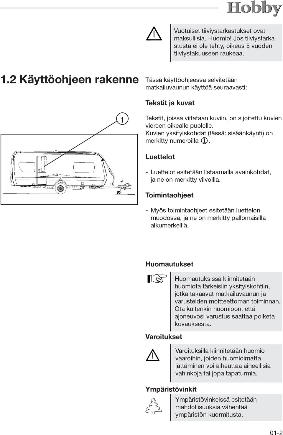 Kuvien yksityiskohdat (tässä: sisäänkäynti) on merkitty numeroilla j. Luettelot - Luettelot esitetään listaamalla avainkohdat, ja ne on merkitty viivoilla.