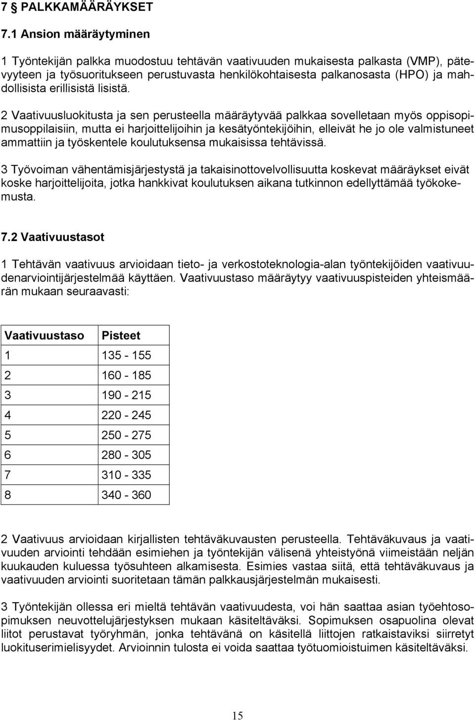 mahdollisista erillisistä lisistä.