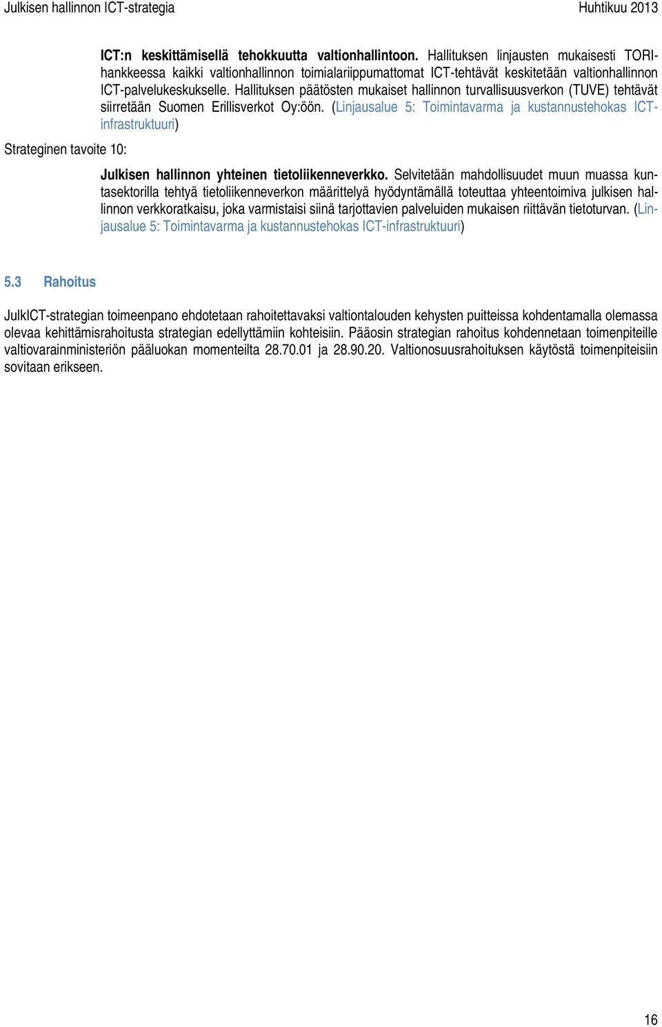 Hallituksen päätösten mukaiset hallinnon turvallisuusverkon (TUVE) tehtävät siirretään Suomen Erillisverkot Oy:öön.