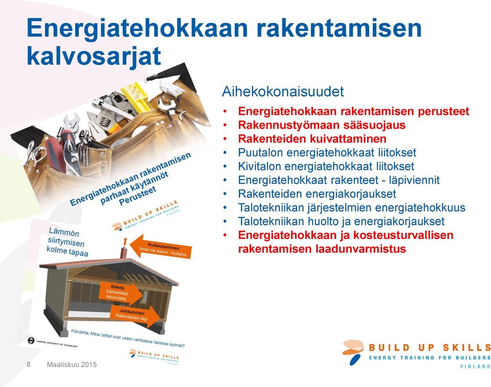 Energiatehokkaat rakenteet - läpiviennit Rakenteiden energiakorjaukset Talotekniikan järjestelmien energiatehokkuus