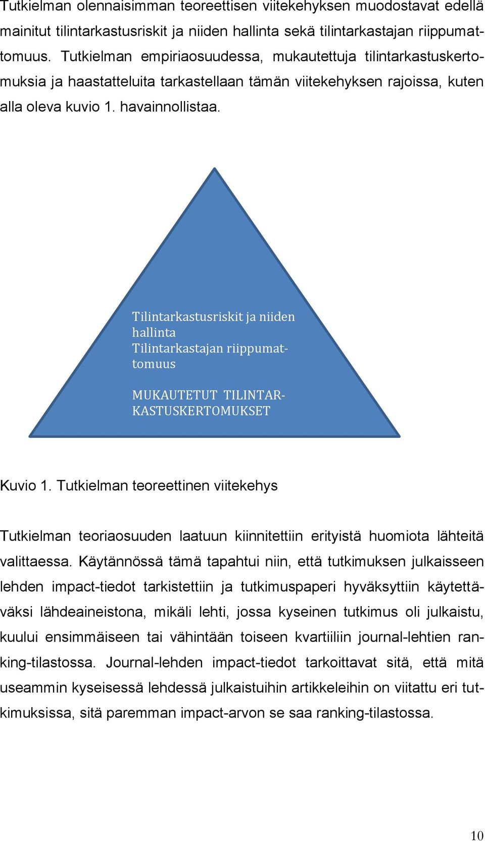 Tilintarkastusriskit ja niiden hallinta Tilintarkastajan riippumattomuus MUKAUTETUT TILINTAR- KASTUSKERTOMUKSET Kuvio 1.