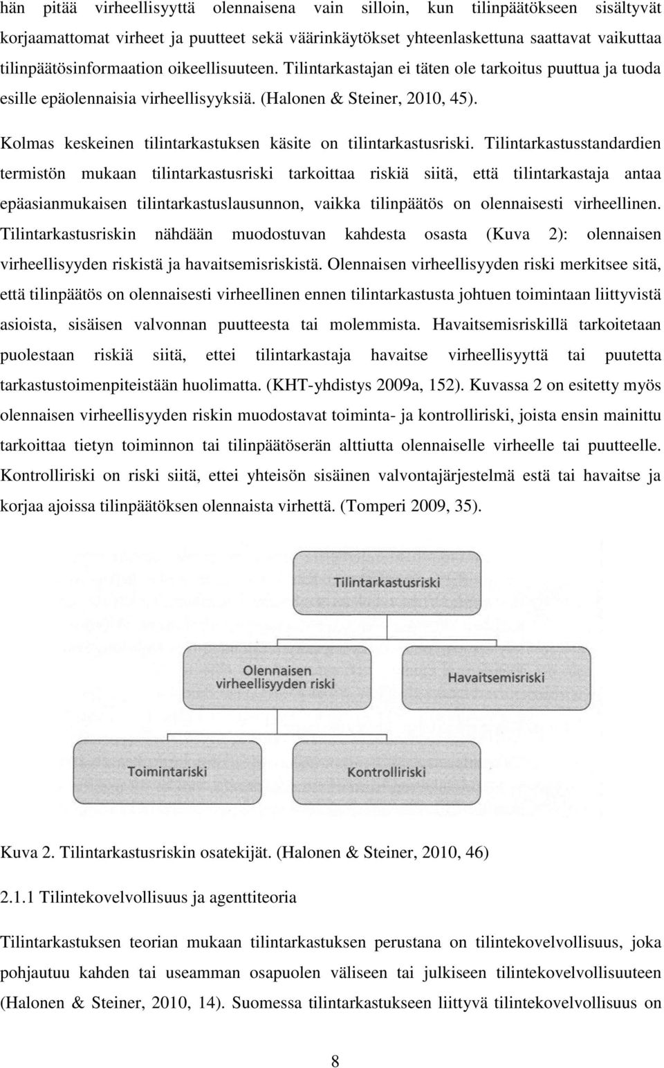 Kolmas keskeinen tilintarkastuksen käsite on tilintarkastusriski.