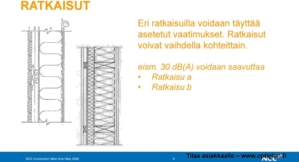 30 db(a) voidaan saavuttaa Ratkaisu a Ratkaisu b NCC