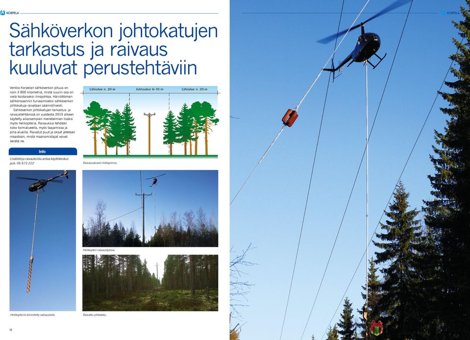 Sähköverkon johtokatujen tarkastus- ja raivaustehtävissä on vuodesta 2015 alkaen käytetty aikaisempien menetelmien lisäksi myös helikopteria.