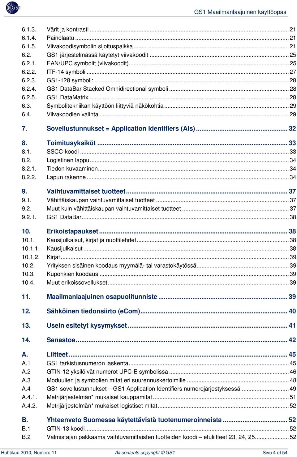 .. 29 7. Sovellustunnukset = Application Identifiers (AIs)... 32 8. Toimitusyksiköt... 33 8.1. SSCC-koodi... 33 8.2. Logistinen lappu... 34 8.2.1. Tiedon kuvaaminen... 34 8.2.2. Lapun rakenne... 34 9.