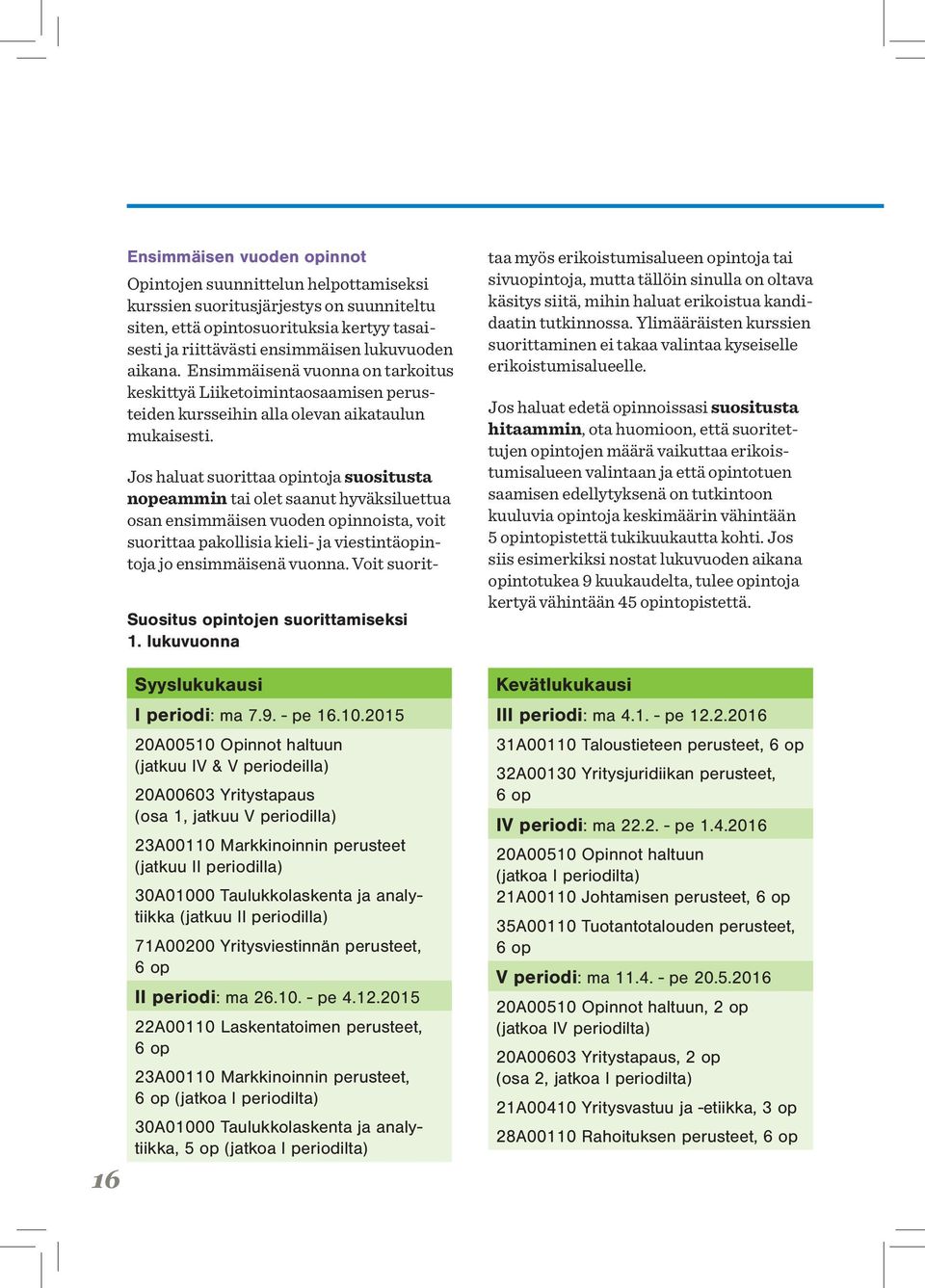 Jos haluat suorittaa opintoja suositusta nopeammin tai olet saanut hyväksiluettua osan ensimmäisen vuoden opinnoista, voit suorittaa pakollisia kieli- ja viestintäopintoja jo ensimmäisenä vuonna.