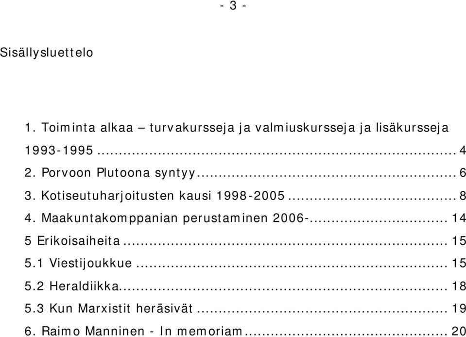 Porvoon Plutoona syntyy... 6 3. Kotiseutuharjoitusten kausi 1998-2005... 8 4.