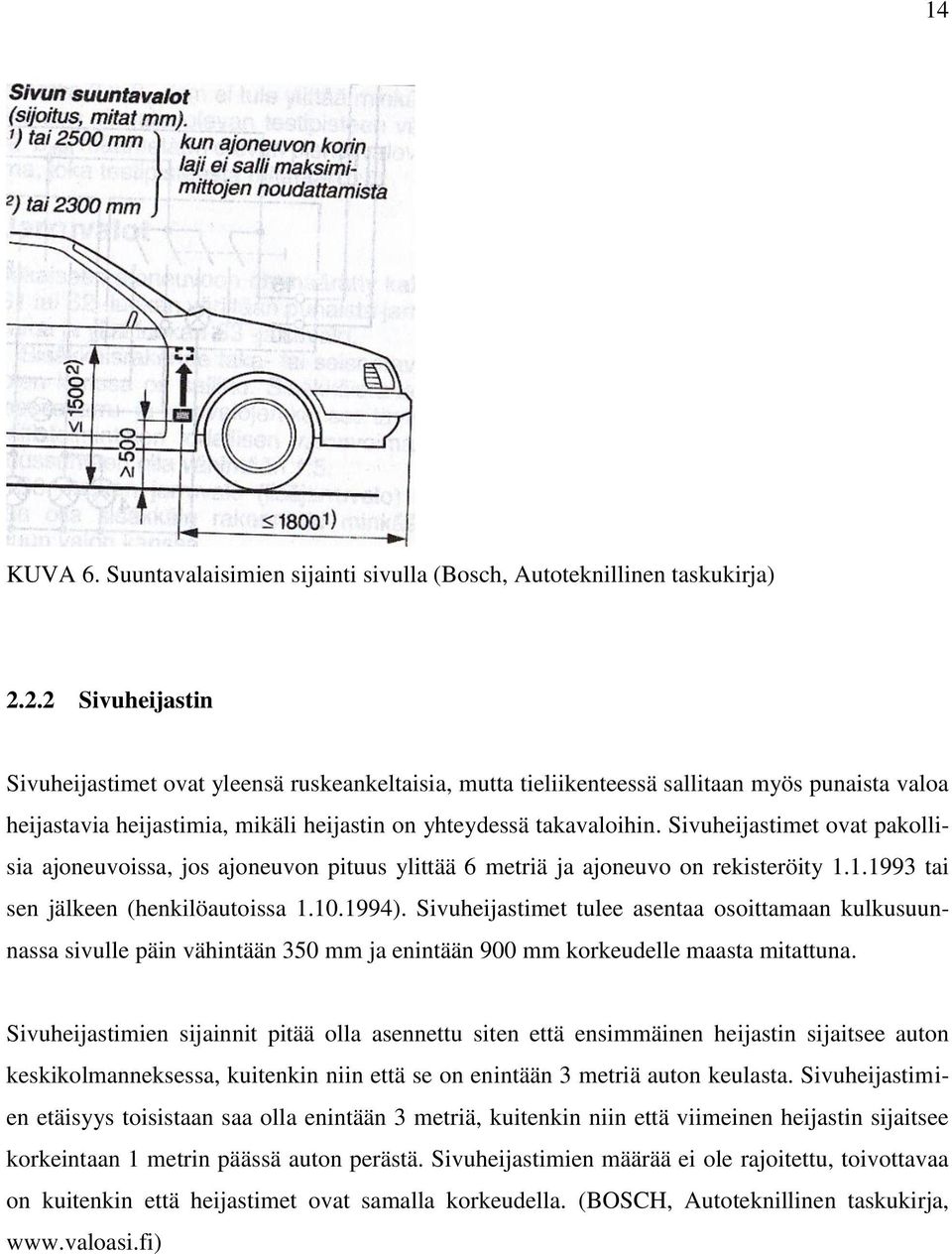 Sivuheijastimet ovat pakollisia ajoneuvoissa, jos ajoneuvon pituus ylittää 6 metriä ja ajoneuvo on rekisteröity 1.1.1993 tai sen jälkeen (henkilöautoissa 1.10.1994).