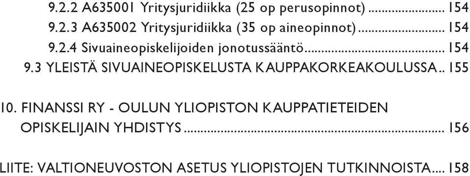 .. 155 10. FINANSSI RY - OULUN YLIOPISTON KAUPPATIETEIDEN OPISKELIJAIN YHDISTYS.