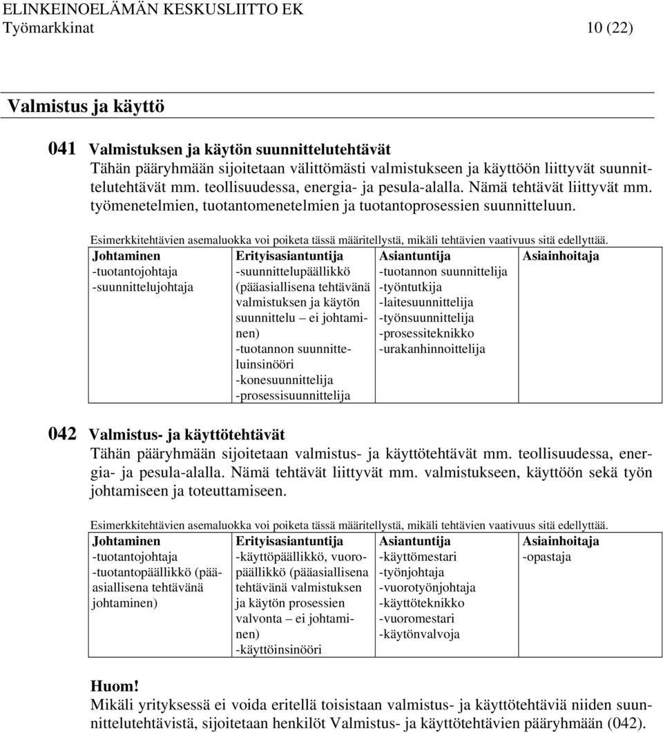 -tuotantojohtaja -suunnittelujohtaja -suunnittelupäällikkö (pääasiallisena tehtävänä valmistuksen ja käytön suunnittelu ei -tuotannon suunnitteluinsinööri -konesuunnittelija -prosessisuunnittelija