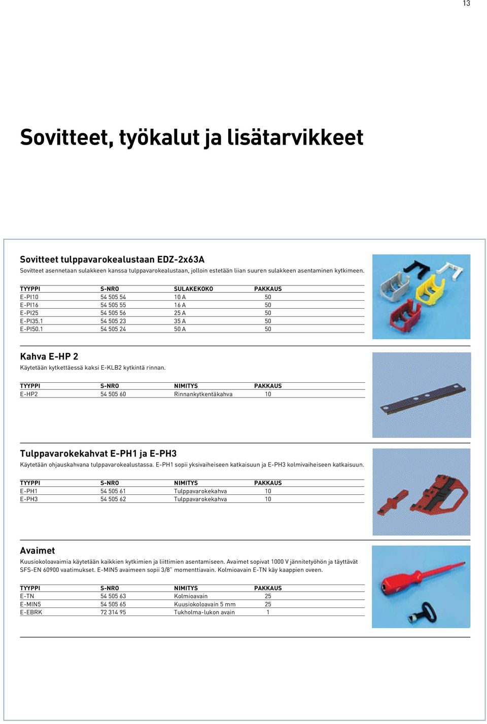 1 54 505 24 50 A 50 Kahva E-HP 2 Käytetään kytkettäessä kaksi E-KLB2 kytkintä rinnan.