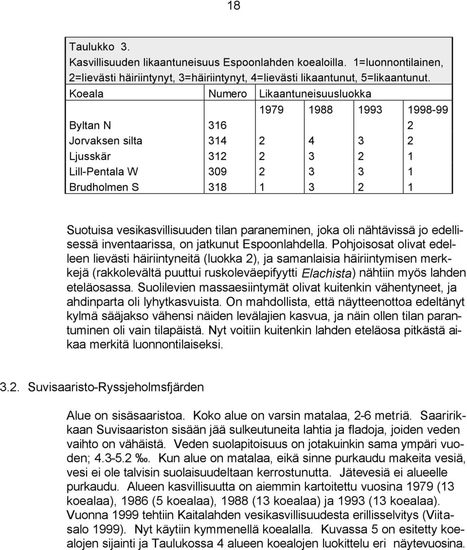 vesikasvillisuuden tilan paraneminen, joka oli nähtävissä jo edellisessä inventaarissa, on jatkunut Espoonlahdella.