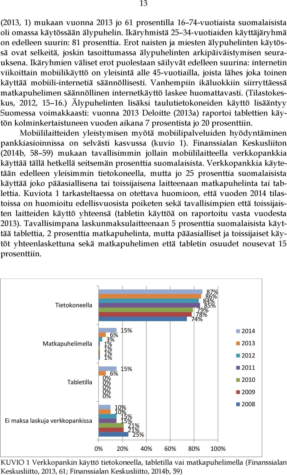 Ikäryhmien väliset erot puolestaan säilyvät edelleen suurina: internetin viikoittain mobiilikäyttö on yleisintä alle 45-vuotiailla, joista lähes joka toinen käyttää mobiili-internetiä säännöllisesti.