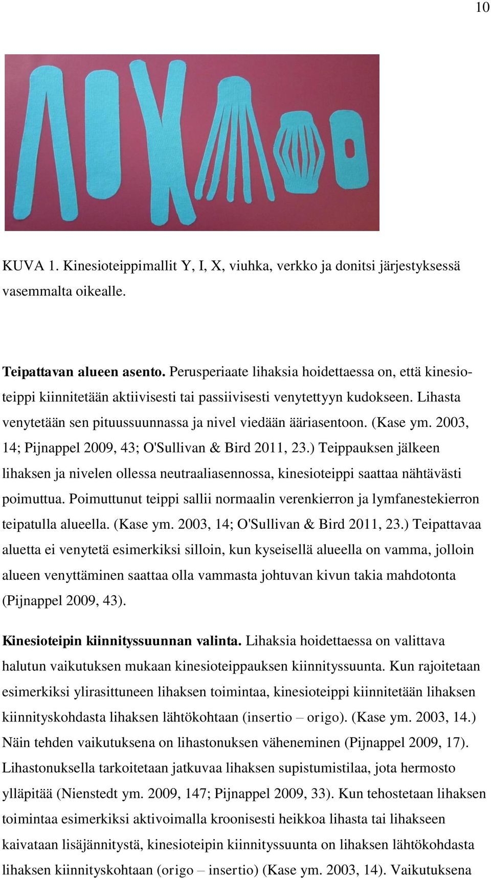 (Kase ym. 2003, 14; Pijnappel 2009, 43; O'Sullivan & Bird 2011, 23.) Teippauksen jälkeen lihaksen ja nivelen ollessa neutraaliasennossa, kinesioteippi saattaa nähtävästi poimuttua.