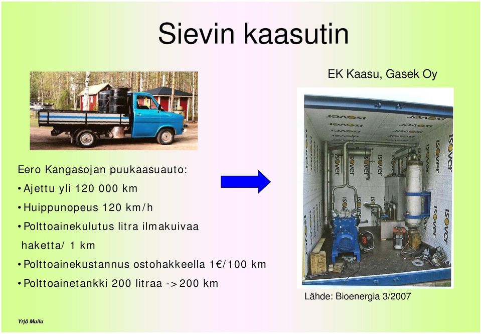 ilmakuivaa haketta/ 1 km Polttoainekustannus ostohakkeella 1 /100 km