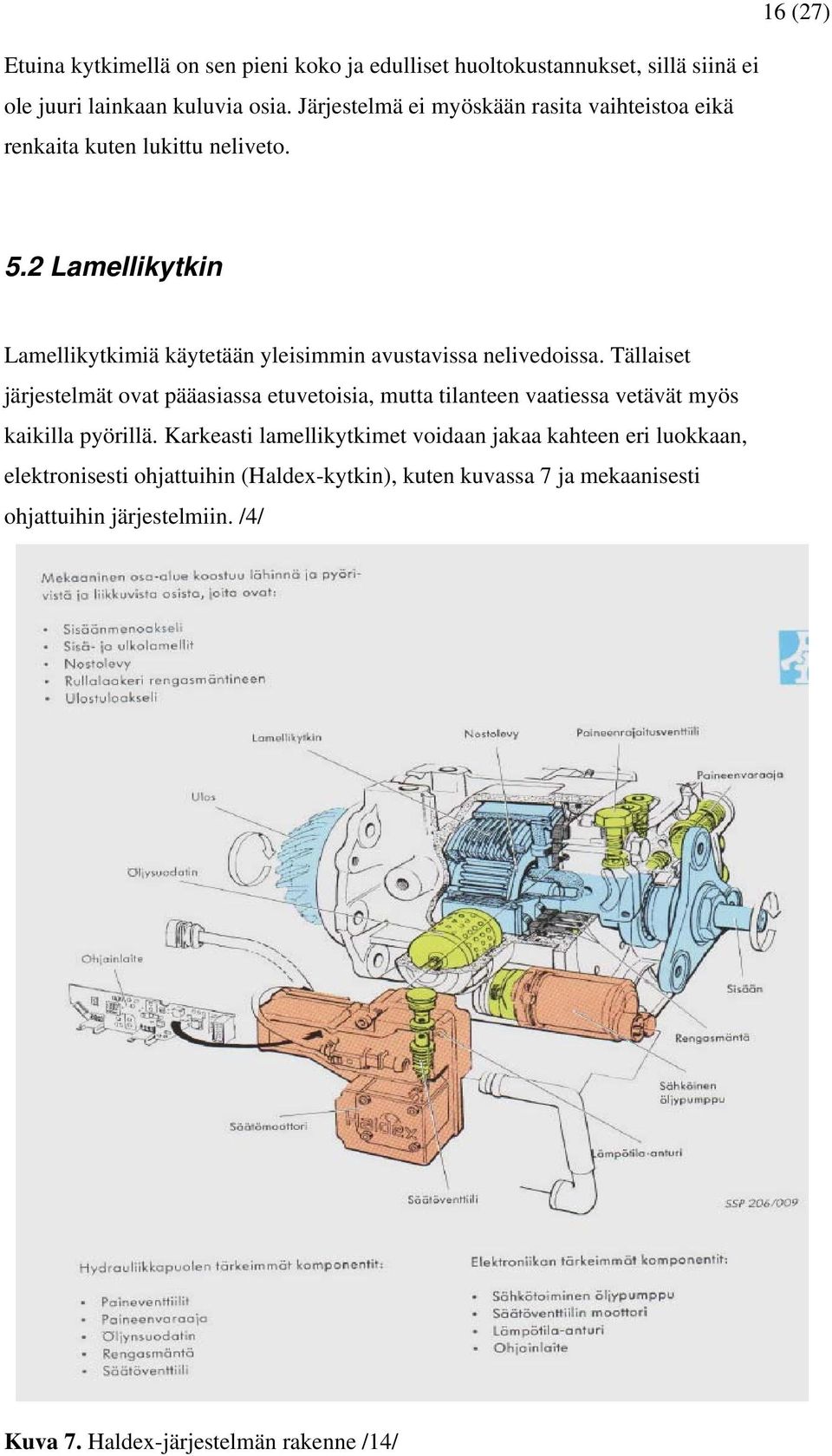 2 Lamellikytkin Lamellikytkimiä käytetään yleisimmin avustavissa nelivedoissa.