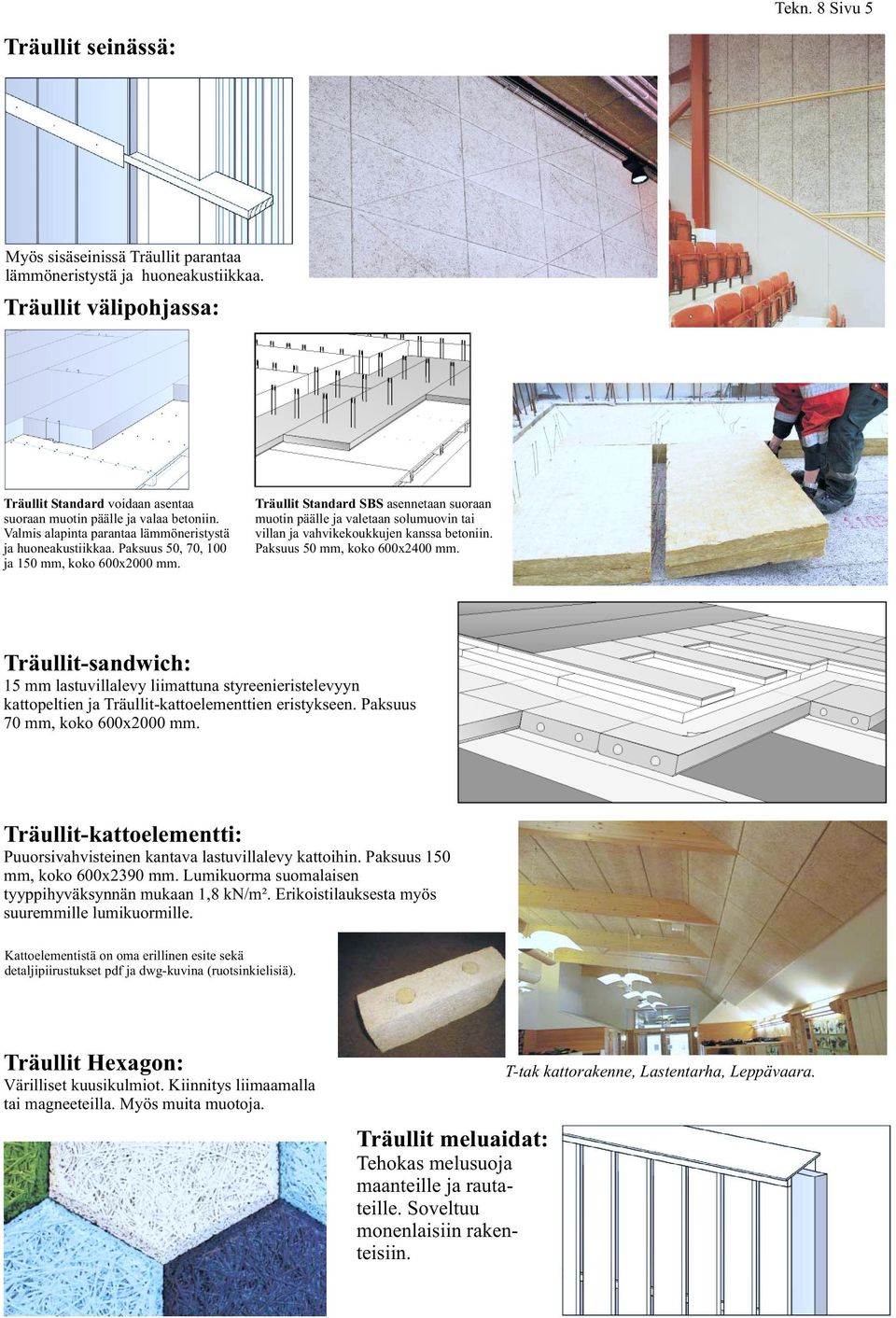 Träullit Standard SBS asennetaan suoraan muotin päälle ja valetaan solumuovin tai villan ja vahvikekoukkujen kanssa betoniin. Paksuus 50, koko 600x200.