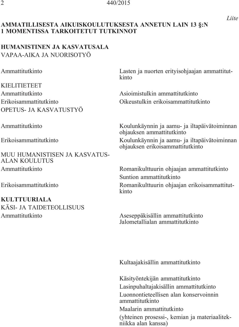 Koulunkäynnin ja aamu- ja iltapäivätoiminnan ohjauksen ammattitutkinto Koulunkäynnin ja aamu- ja iltapäivätoiminnan ohjauksen erikoisammattitutkinto Romanikulttuurin ohjaajan ammattitutkinto Suntion