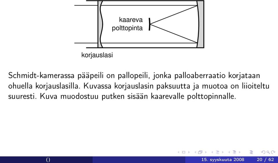 Kuvassa korjauslasin paksuutta ja muotoa on liioiteltu suuresti.