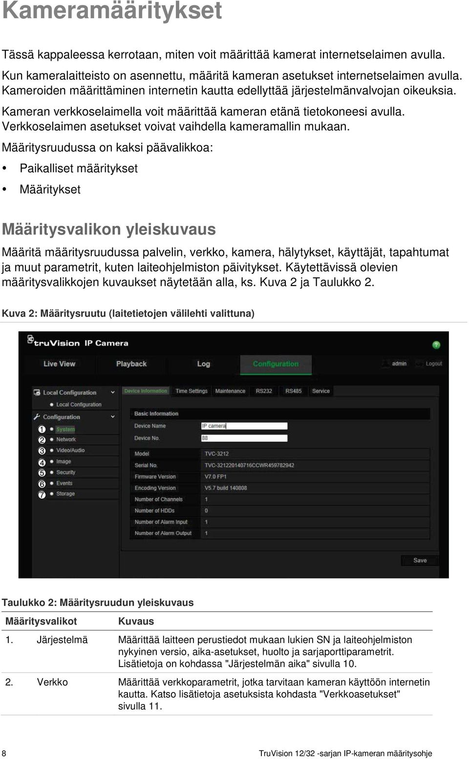 Verkkoselaimen asetukset voivat vaihdella kameramallin mukaan.