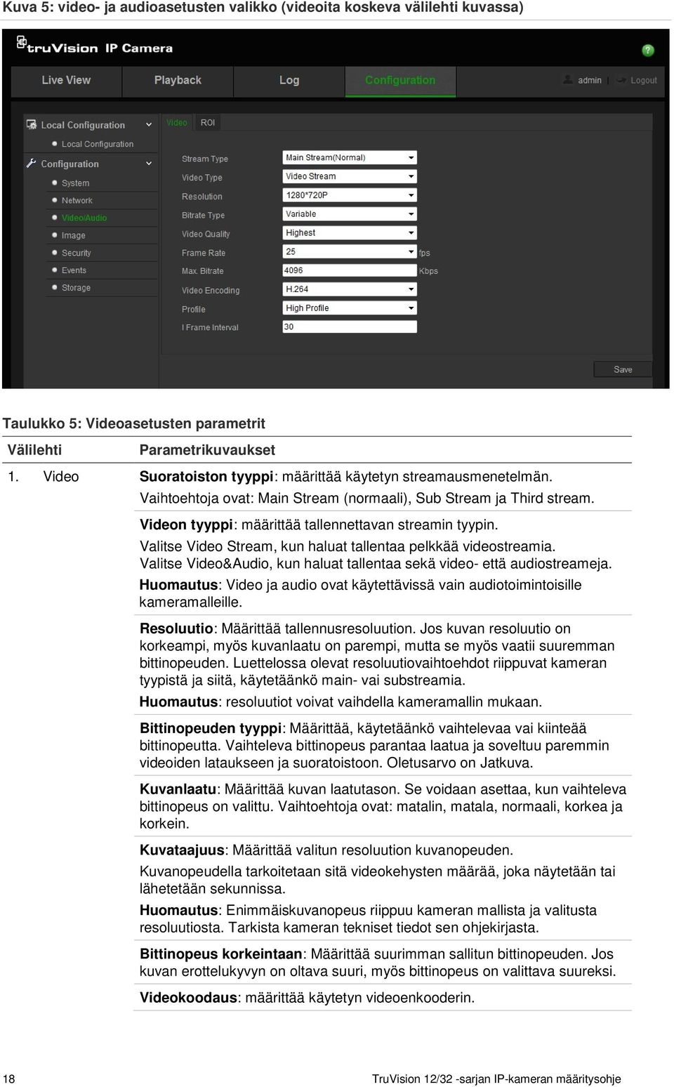 Valitse Video Stream, kun haluat tallentaa pelkkää videostreamia. Valitse Video&Audio, kun haluat tallentaa sekä video- että audiostreameja.